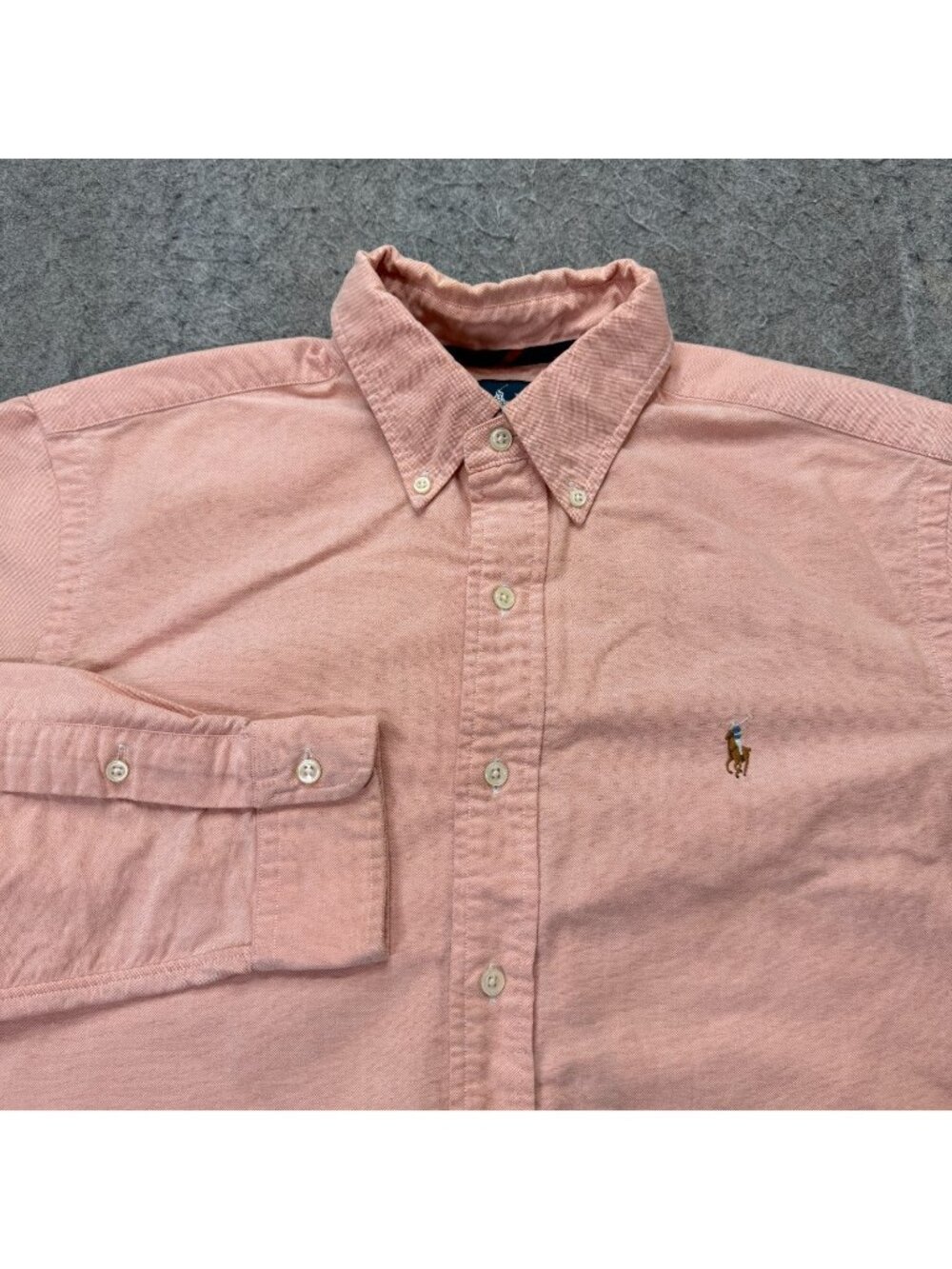 Ralph Lauren Oxford Shirt Men M Pink Solid OCBD Long Sleeve Classic Fit b102
